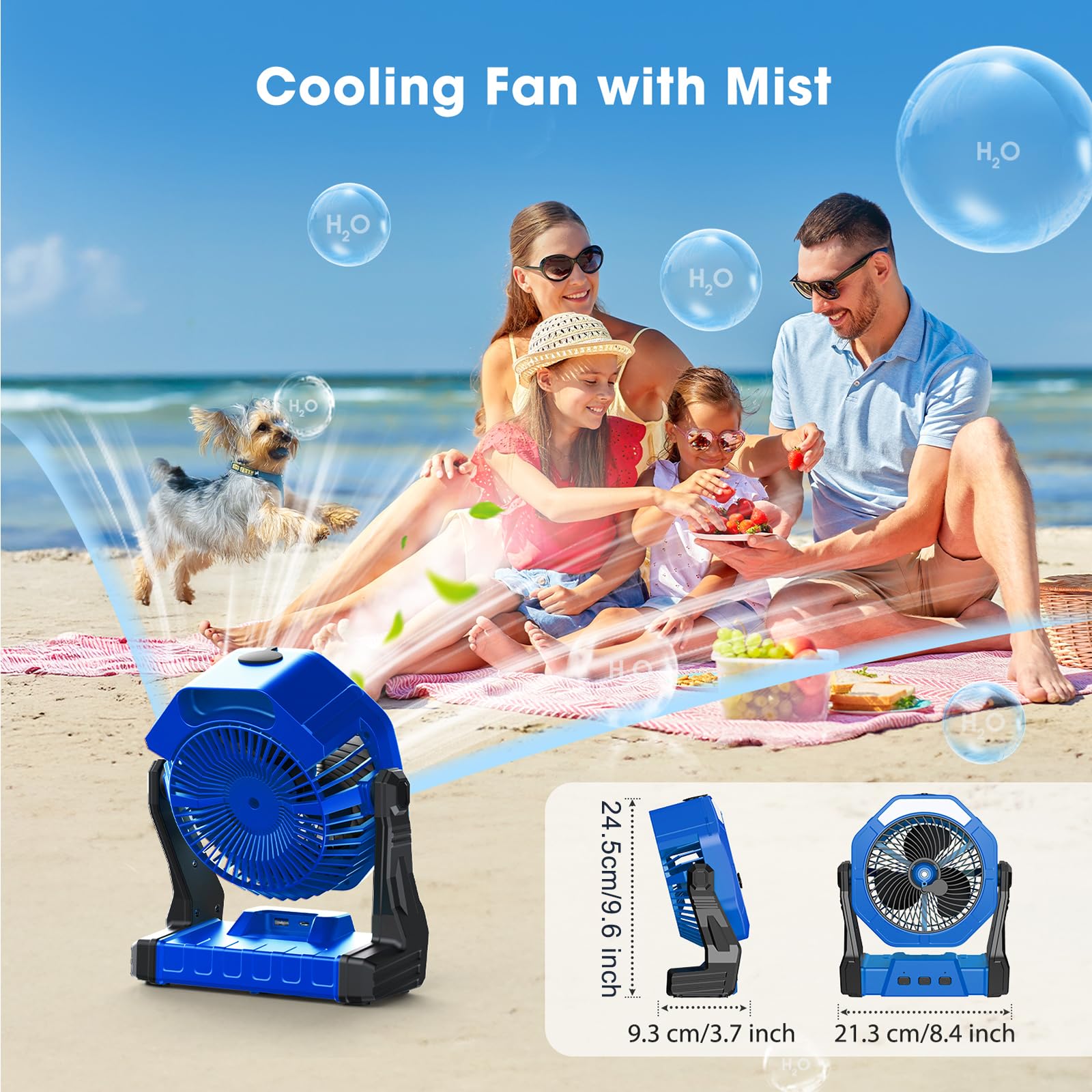 Ausic Portable Misting Fan with adjustable angle