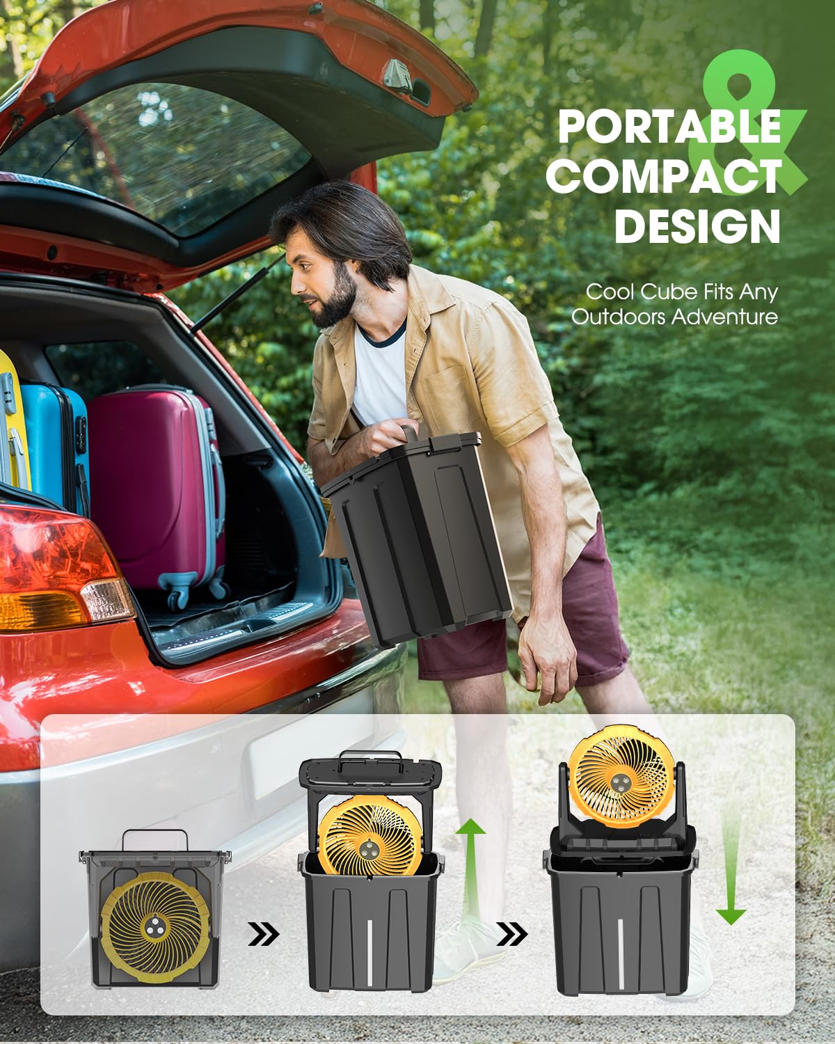 Ausic Portable Misting Fan with yellow design