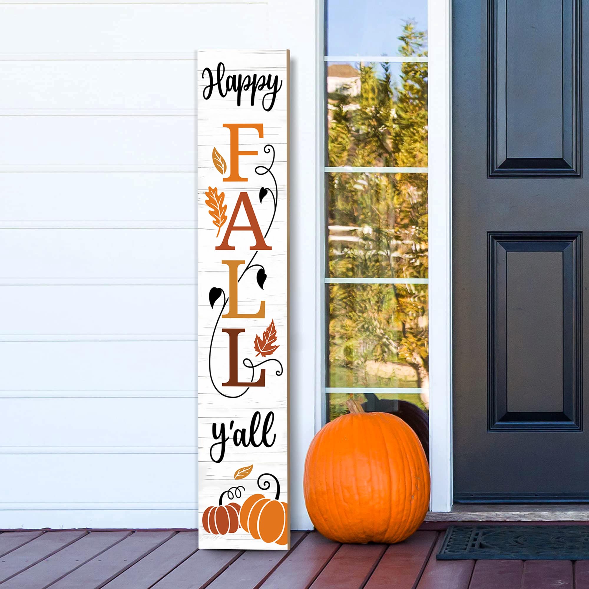 AUSTAB 47" Happy Fall Y'all Wooden Porch Sign front view