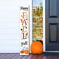 AUSTAB 47" Happy Fall Y'all Wooden Porch Sign front view