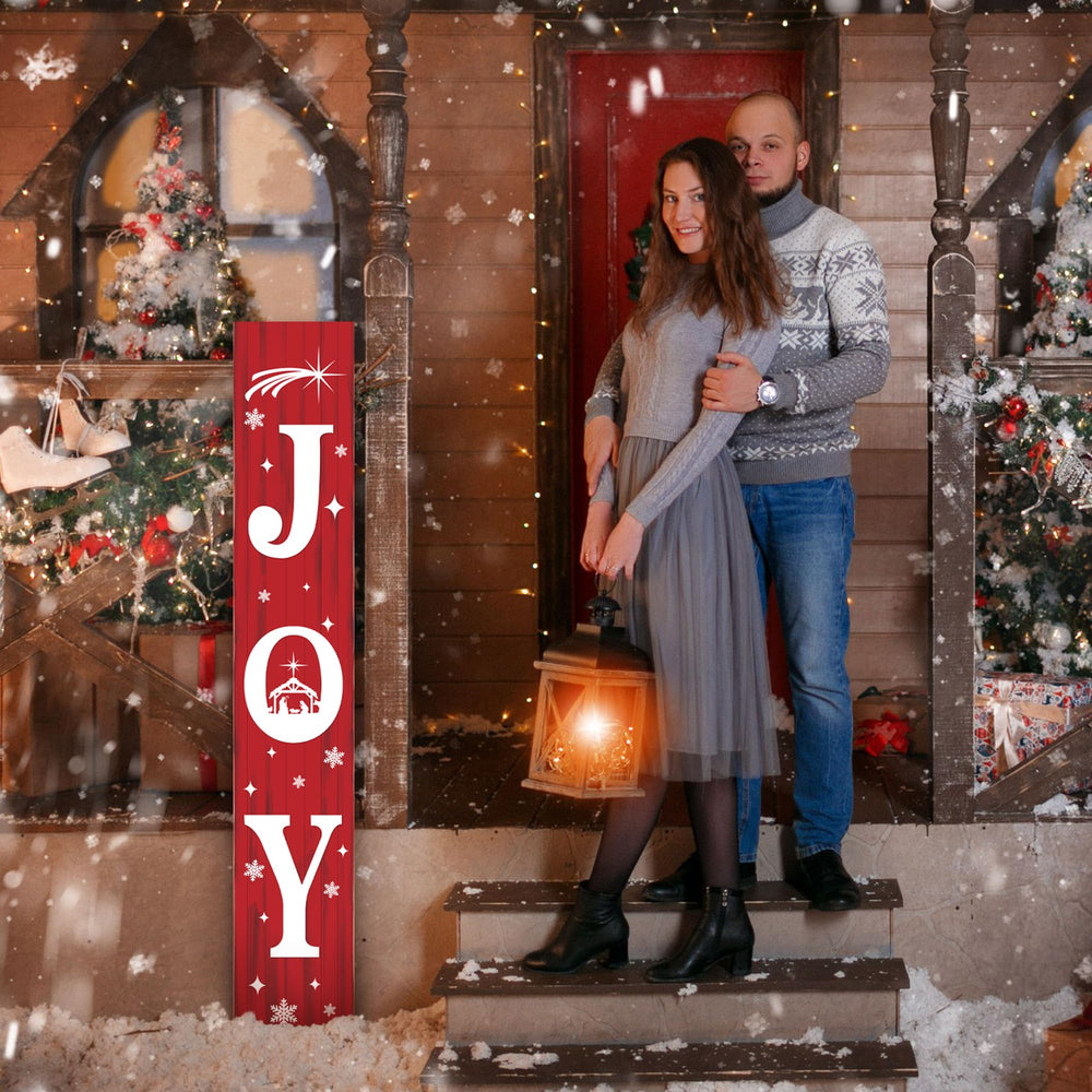 AUSTAB Christmas Porch Sign JOY in a cozy indoor setting