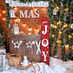 AUSTAB Christmas Porch Sign JOY standing in a festive garden