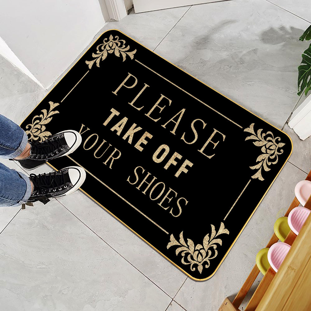 AUSTAB Funny Welcome Mat in a cozy living room setting