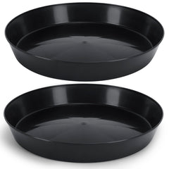 Austin Planter 16-inch black saucer front view