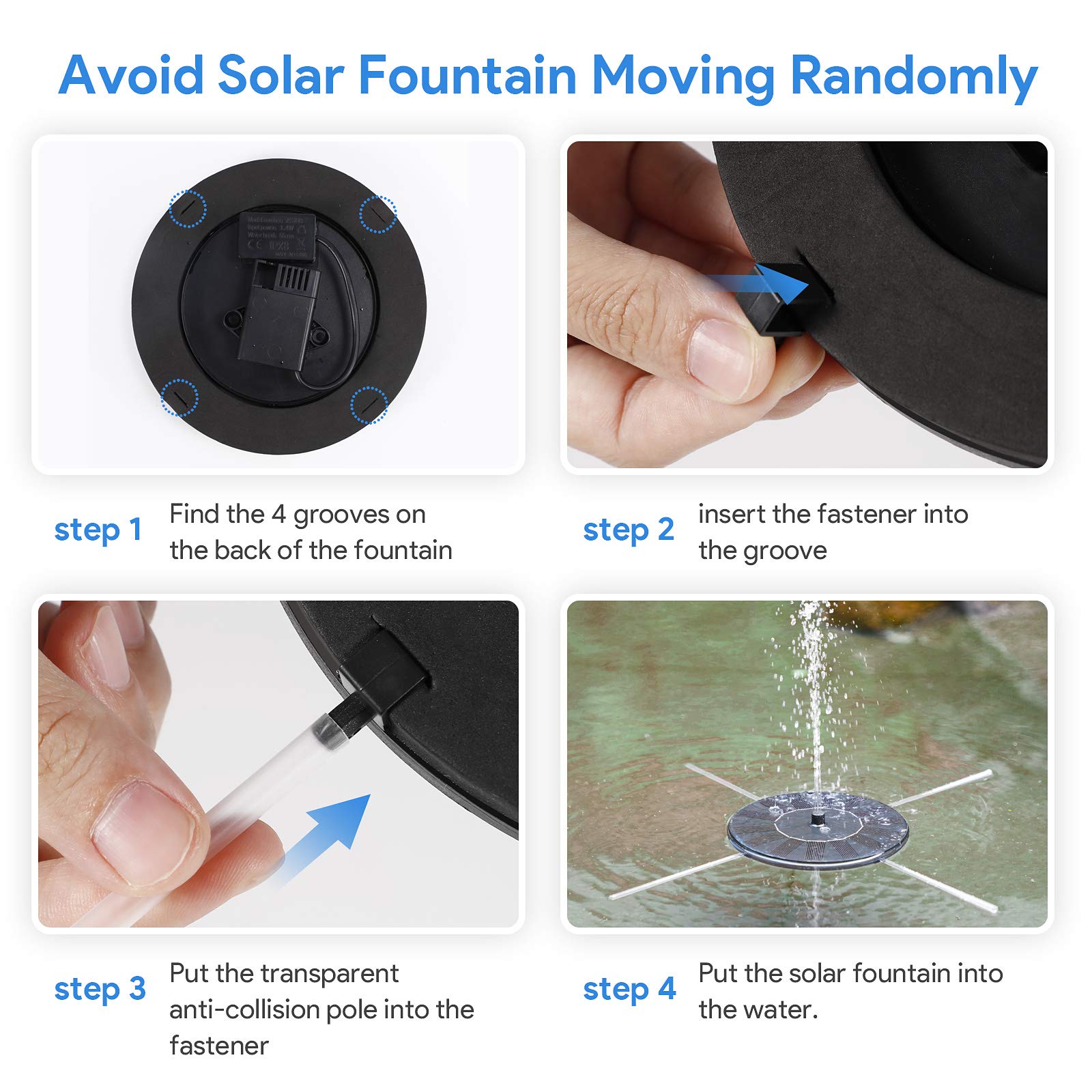AUTGA Solar Fountain placed in a fish tank