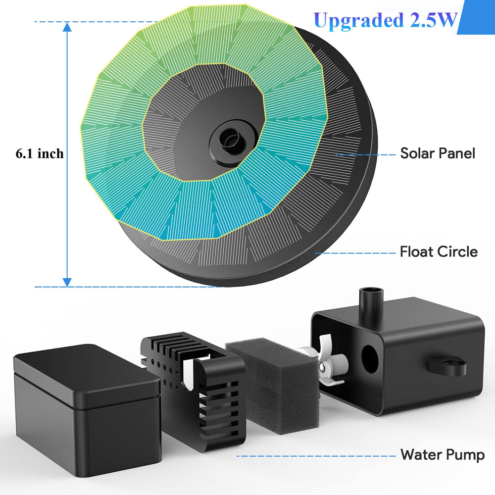 AUTGA Solar Fountain Pump 2.5W with adjustable nozzles