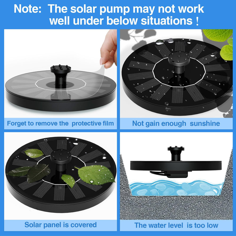 AUTGA Solar Fountain Water Pump with different nozzle heads