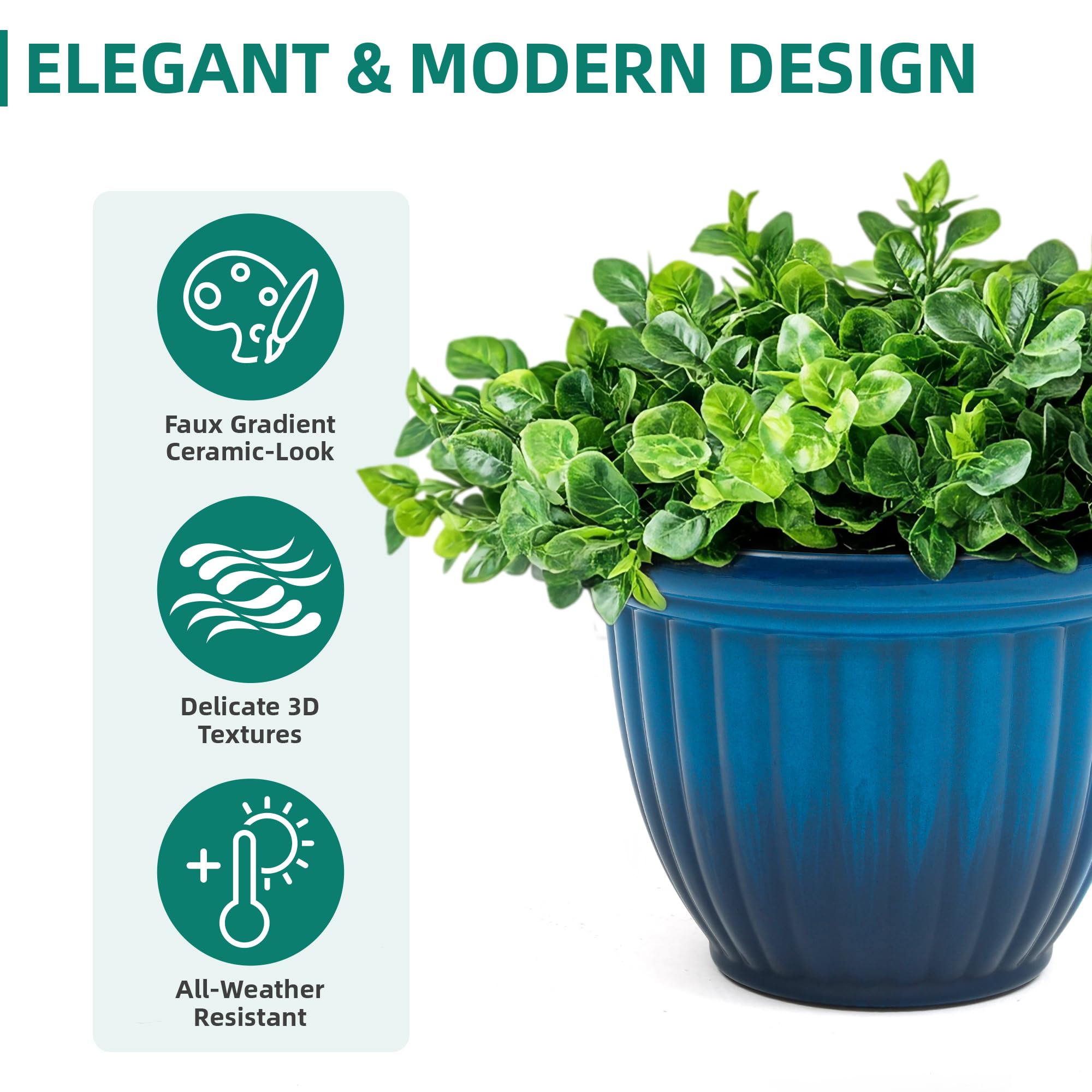 AUTO DAYA 15" Large Planters displayed on a patio