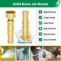 AUTOMAN Brass Hose Nozzle demonstrating high-pressure jet spray