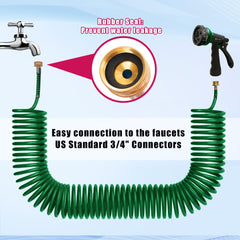 AUTOMAN coil garden hose extending during use