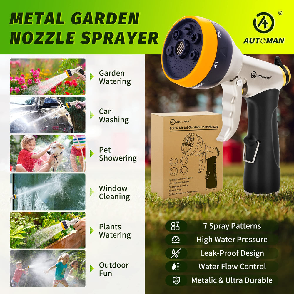 AUTOMAN garden hose nozzle being used for washing a car