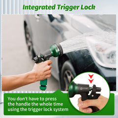 AUTOMAN Garden Hose Nozzle demonstrating water spray patterns