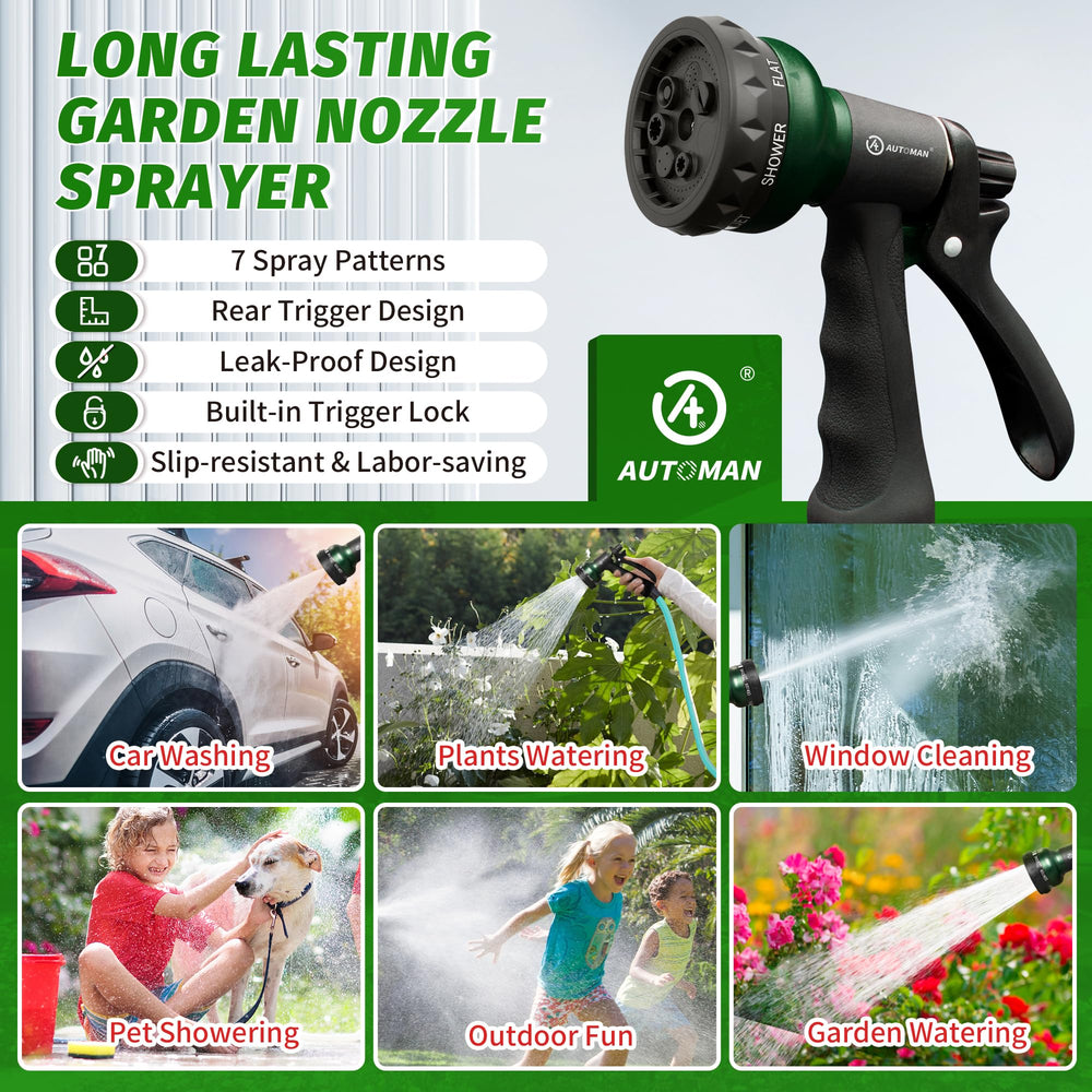 AUTOMAN Garden Hose Nozzle displayed on a garden table