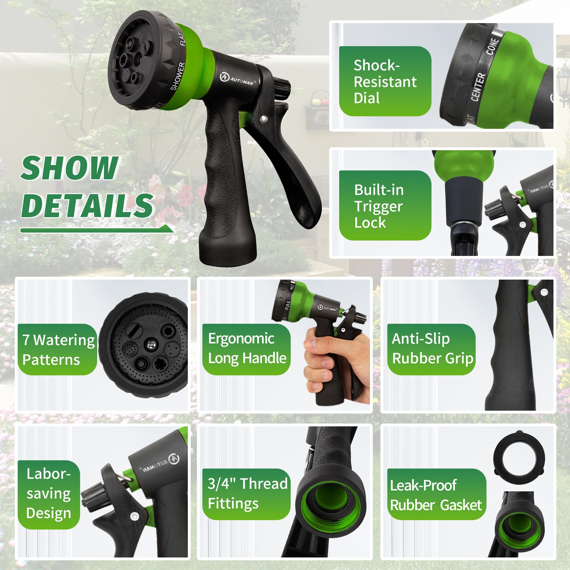 AUTOMAN Garden Hose Nozzle ergonomic grip close-up