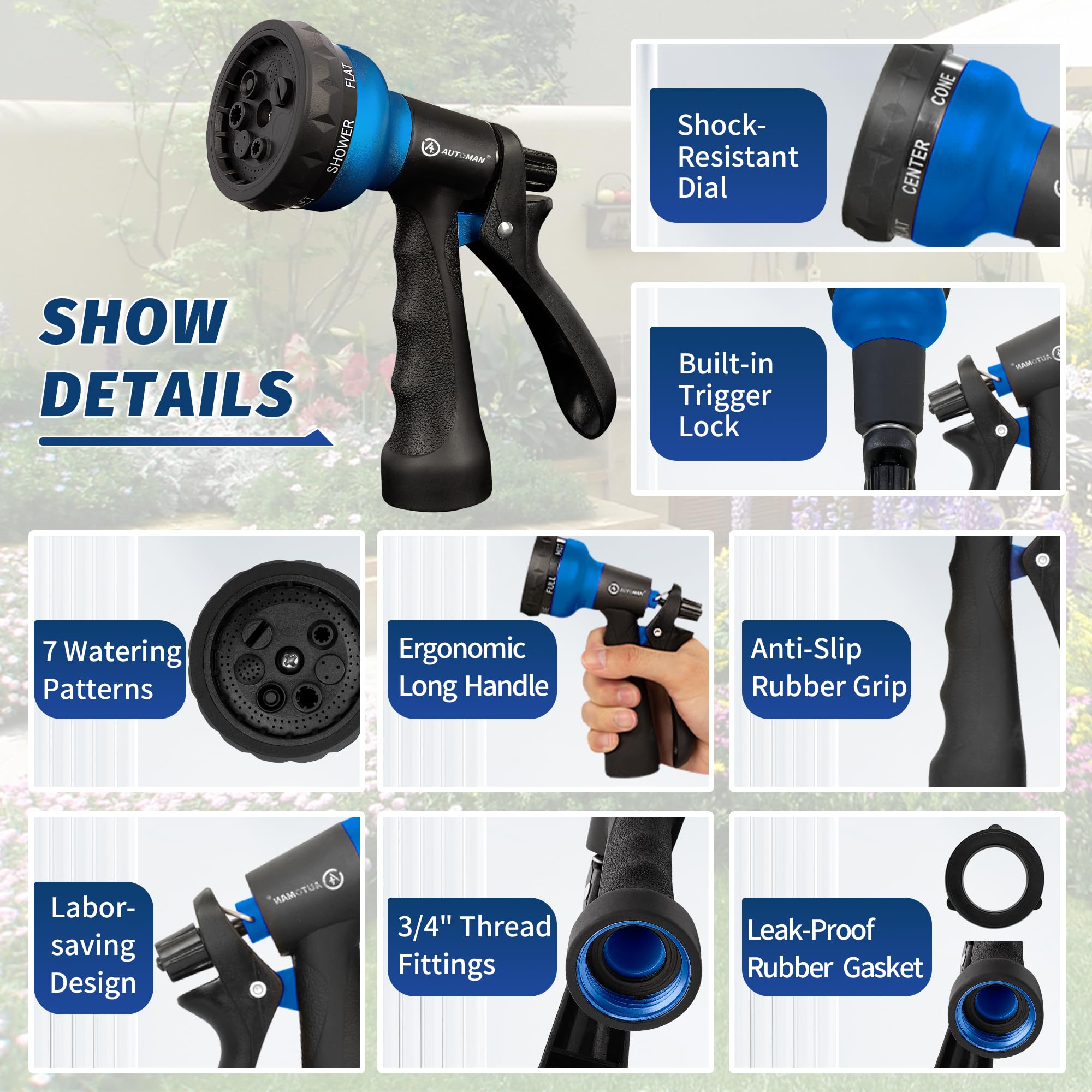 AUTOMAN Garden Hose Nozzle ergonomic grip close-up