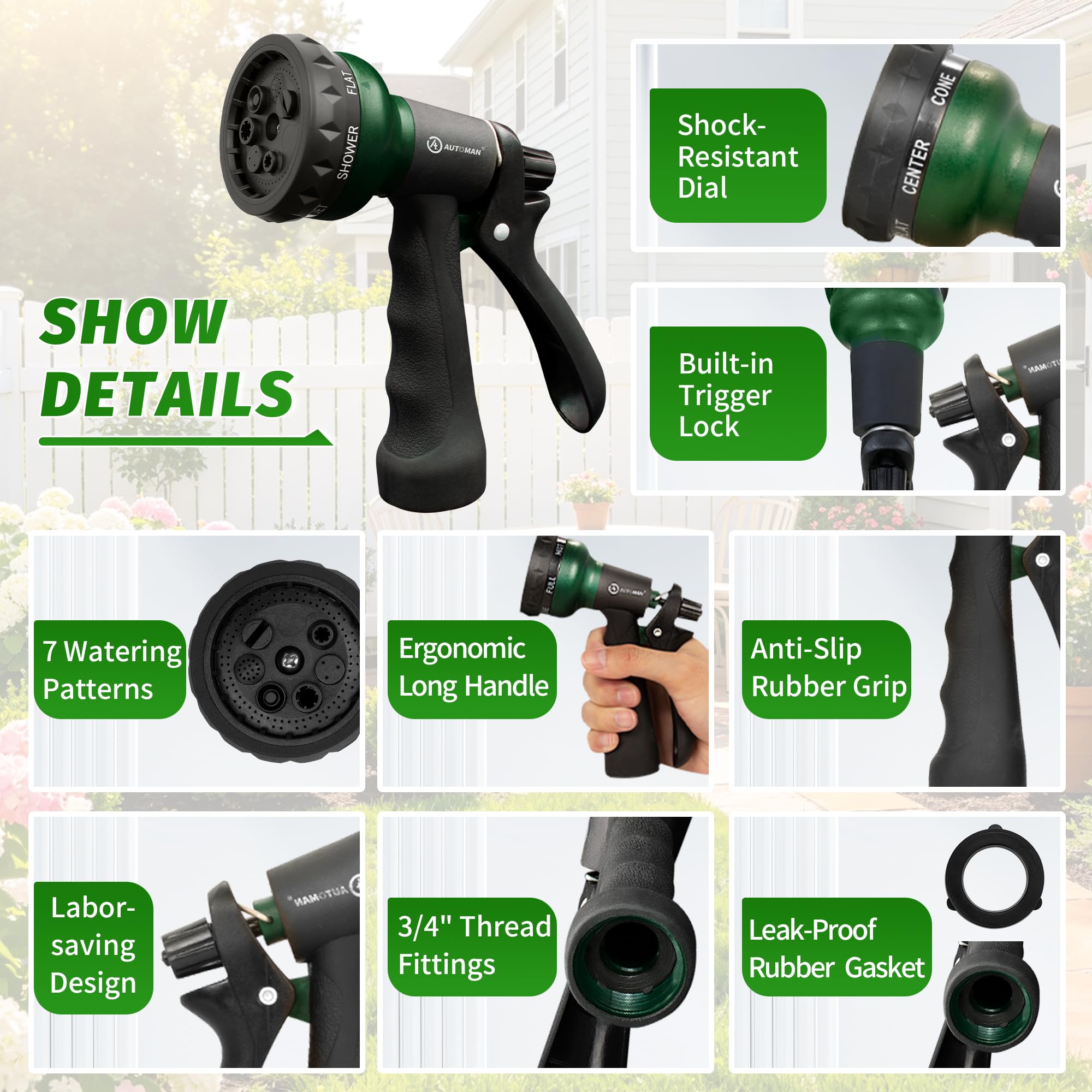 AUTOMAN Garden Hose Nozzle ergonomic grip close-up