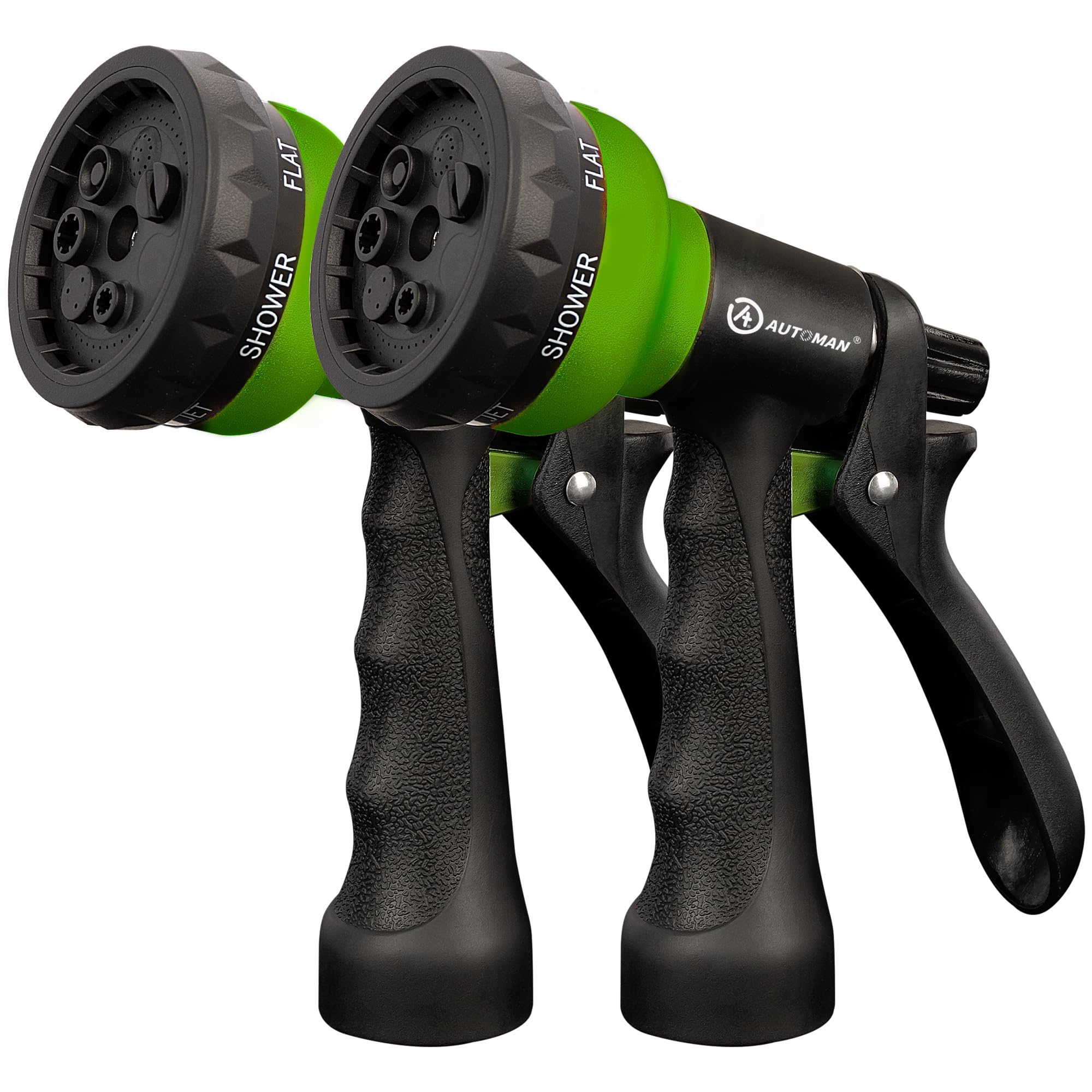 AUTOMAN Garden Hose Nozzle front view, green color