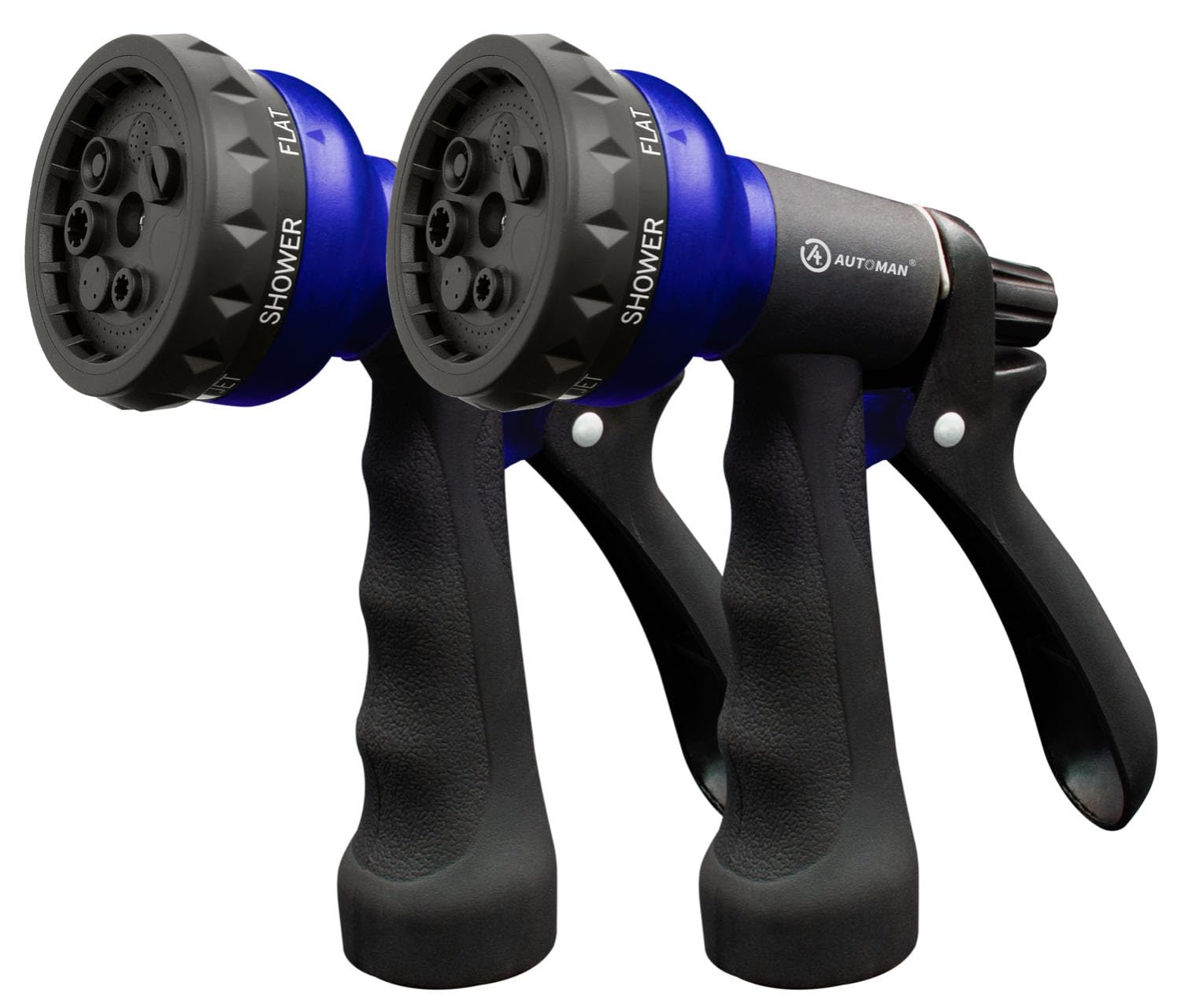 AUTOMAN Garden Hose Nozzle front view with adjustable patterns