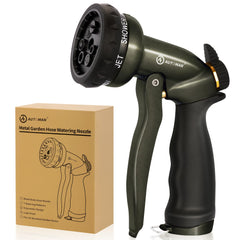 AUTOMAN Garden Hose Nozzle front view with metallic olive finish