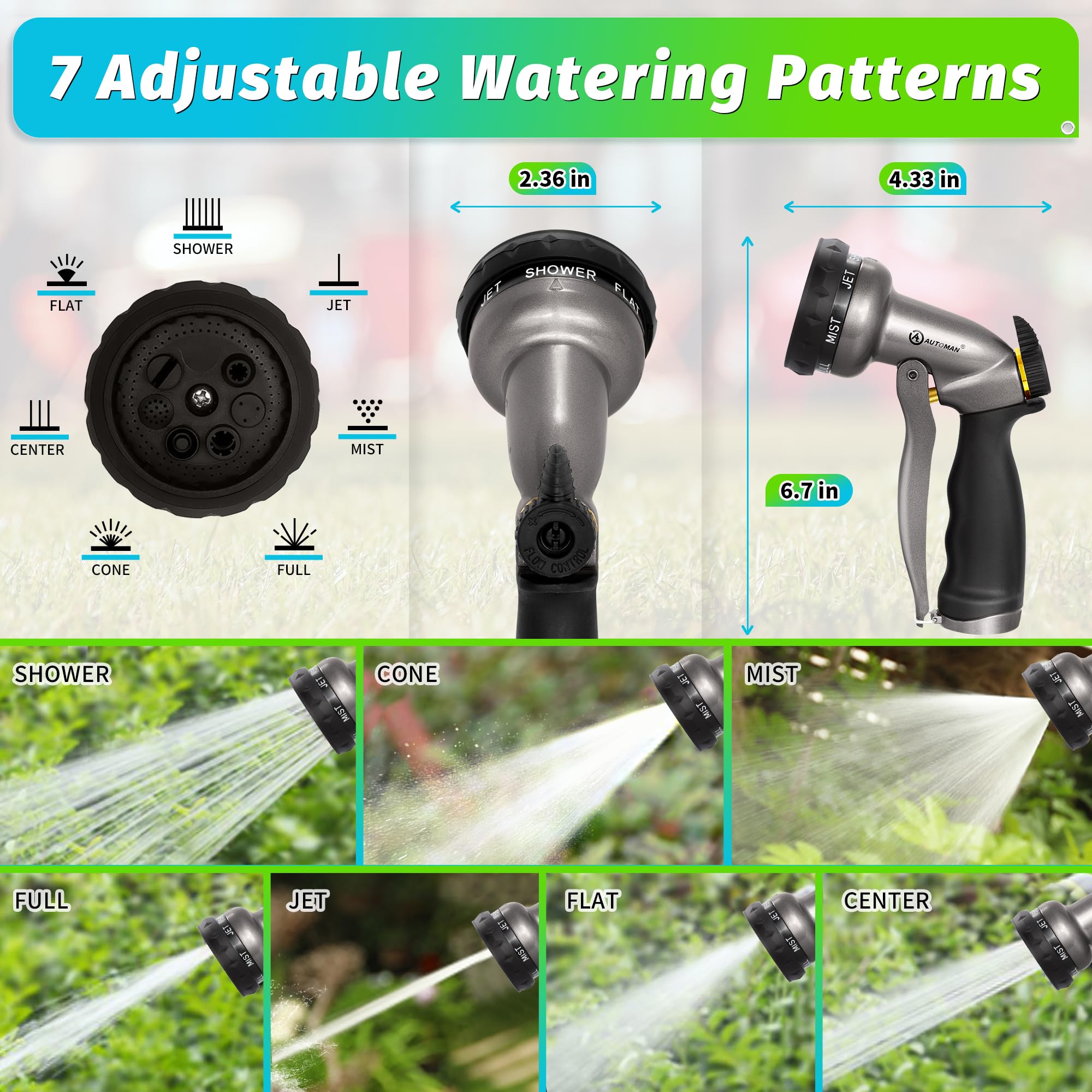 AUTOMAN Garden Hose Nozzle in use watering plants
