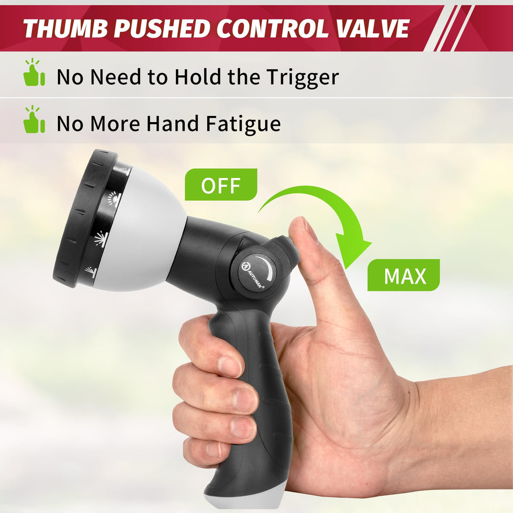 AUTOMAN garden hose nozzle in use watering plants
