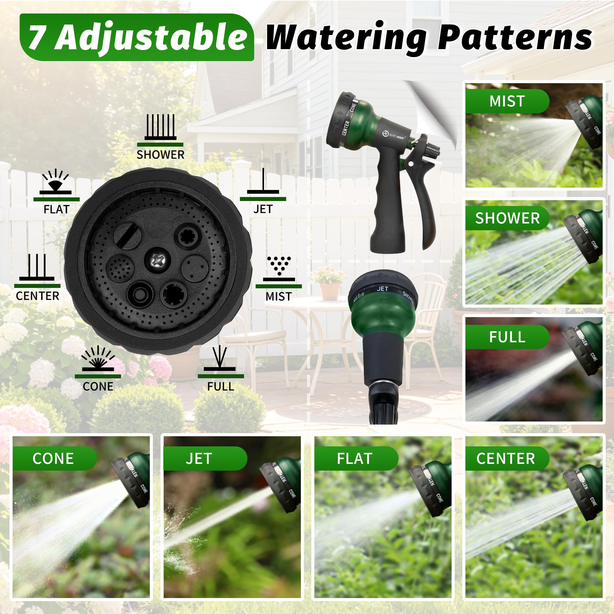AUTOMAN Garden Hose Nozzle in use watering plants