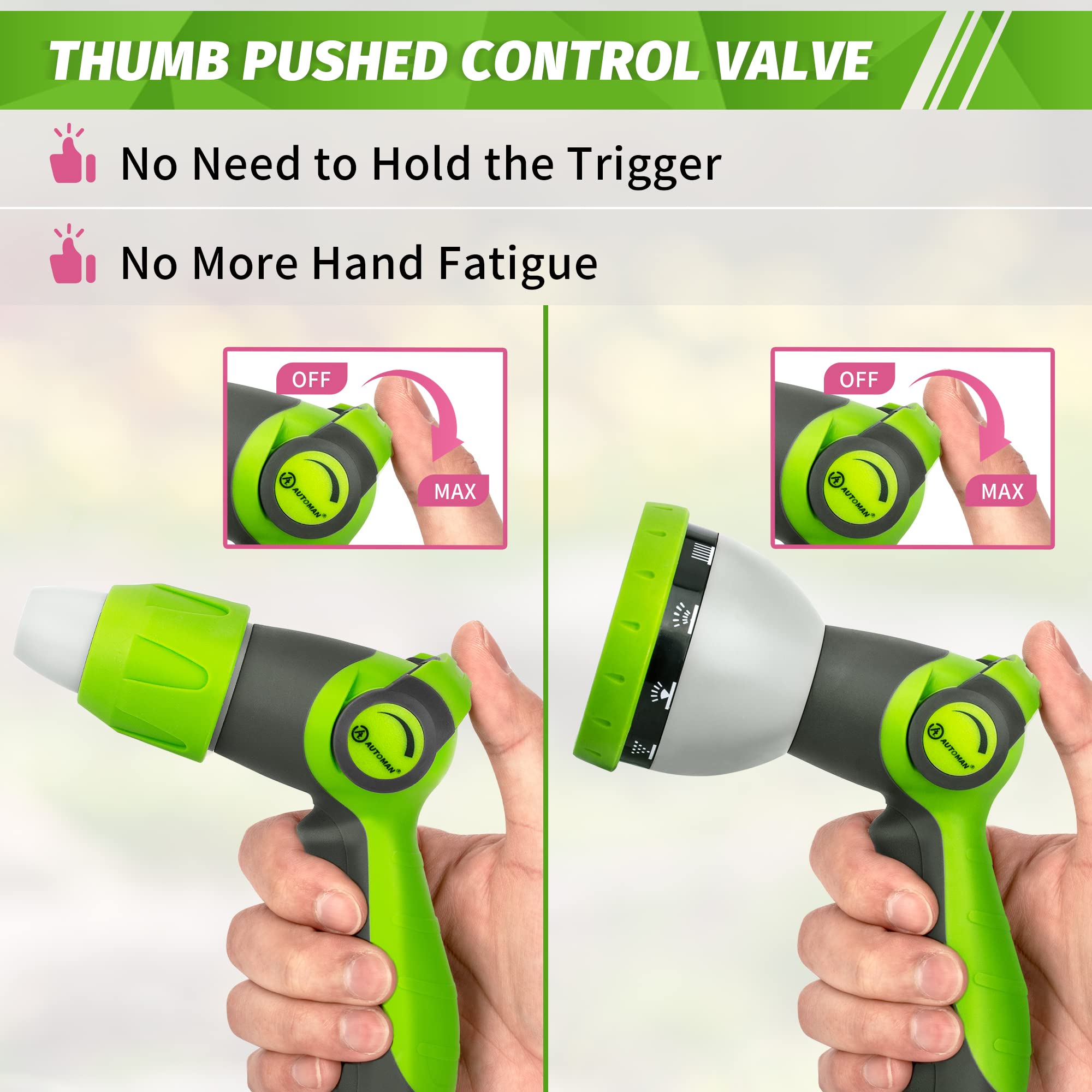 AUTOMAN Garden Hose Nozzle set showing ergonomic handle