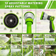 AUTOMAN garden hose nozzle showing 10 adjustable spray patterns
