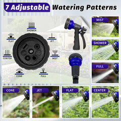 AUTOMAN Garden Hose Nozzle showing 7 adjustable watering patterns
