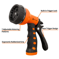 AUTOMAN Garden Hose Nozzle showing adjustable spray patterns