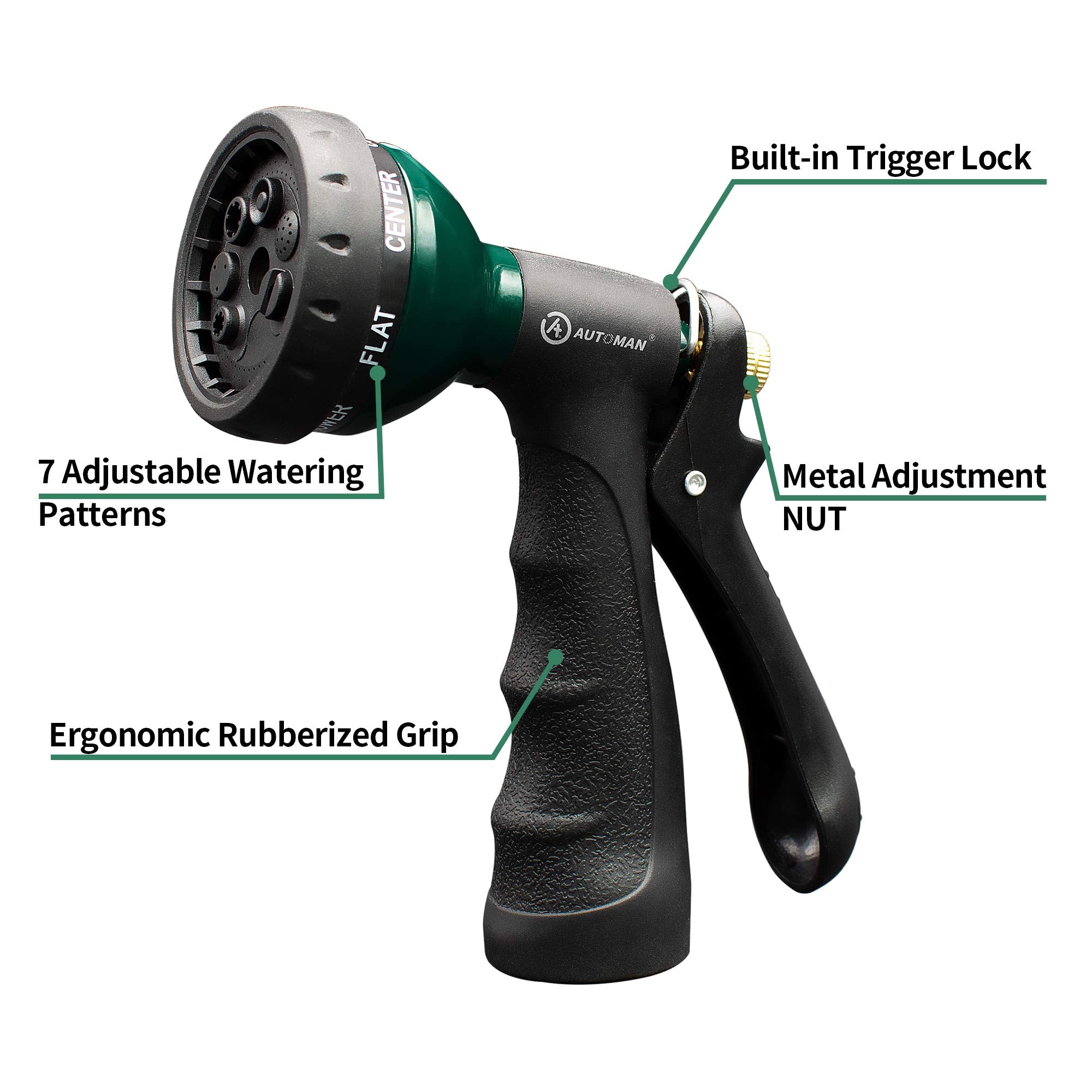 AUTOMAN Garden Hose Nozzle showing ergonomic grip