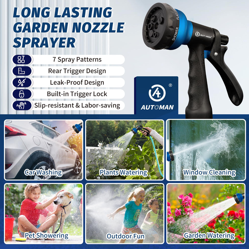 AUTOMAN Garden Hose Nozzle showing lock bar feature