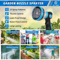 AUTOMAN Garden Hose Nozzle showing thumb control mechanism