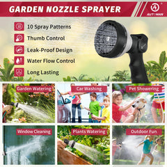 AUTOMAN Garden Hose Nozzle side view showing thumb control