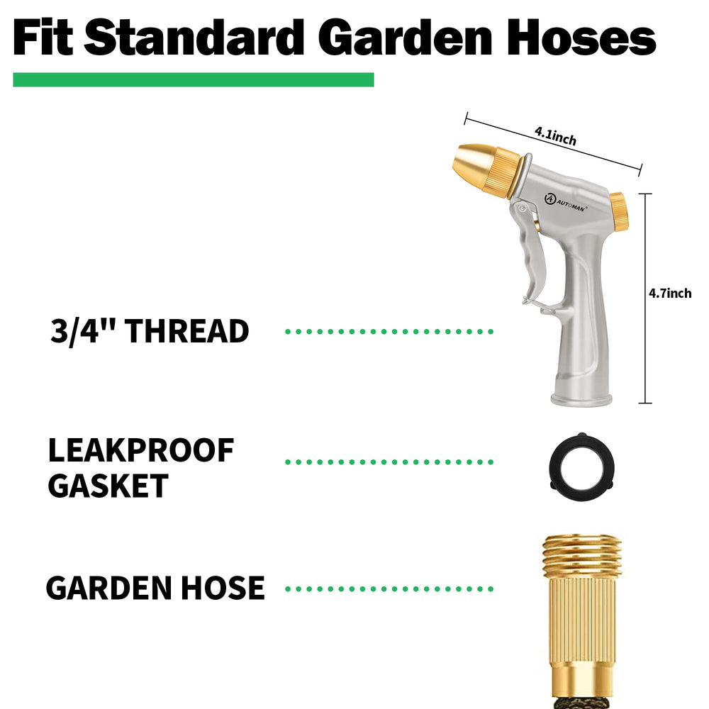 AUTOMAN Garden Hose Nozzle used for watering plants in a garden