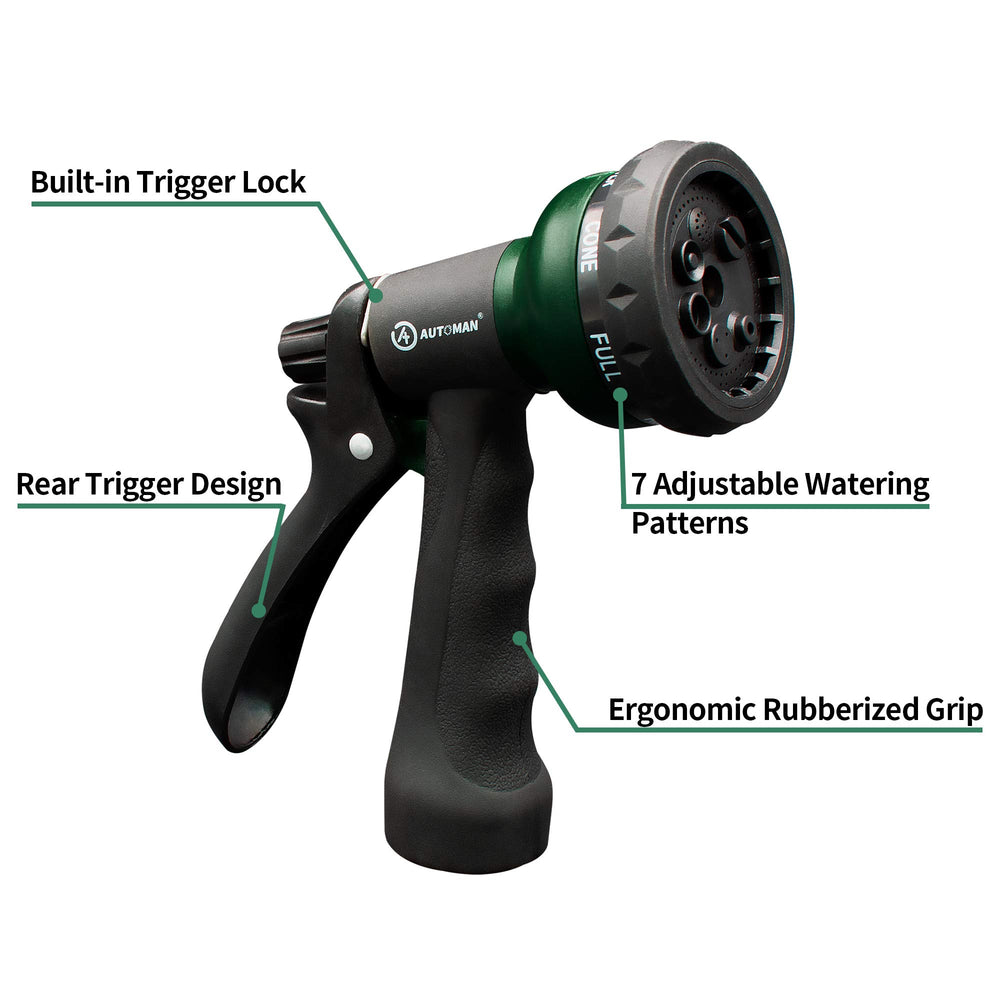 AUTOMAN Garden Hose Nozzle with adjustable patterns