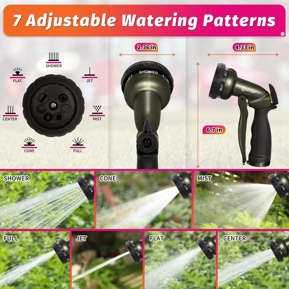 AUTOMAN Garden Hose Nozzle with adjustable spray patterns