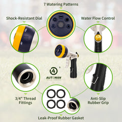AUTOMAN garden hose nozzle with high-pressure water flow demonstration