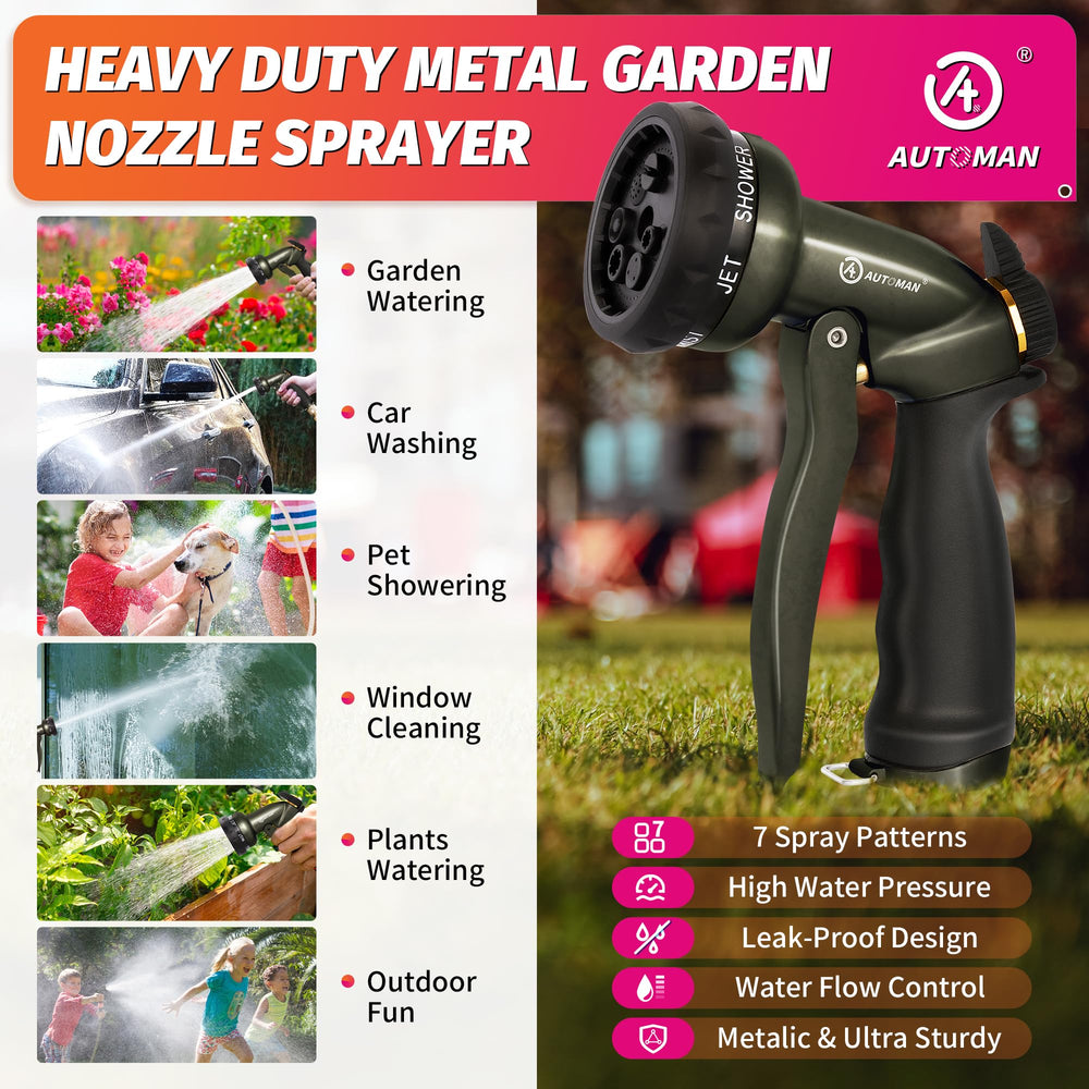 AUTOMAN Garden Hose Nozzle with packaging displayed