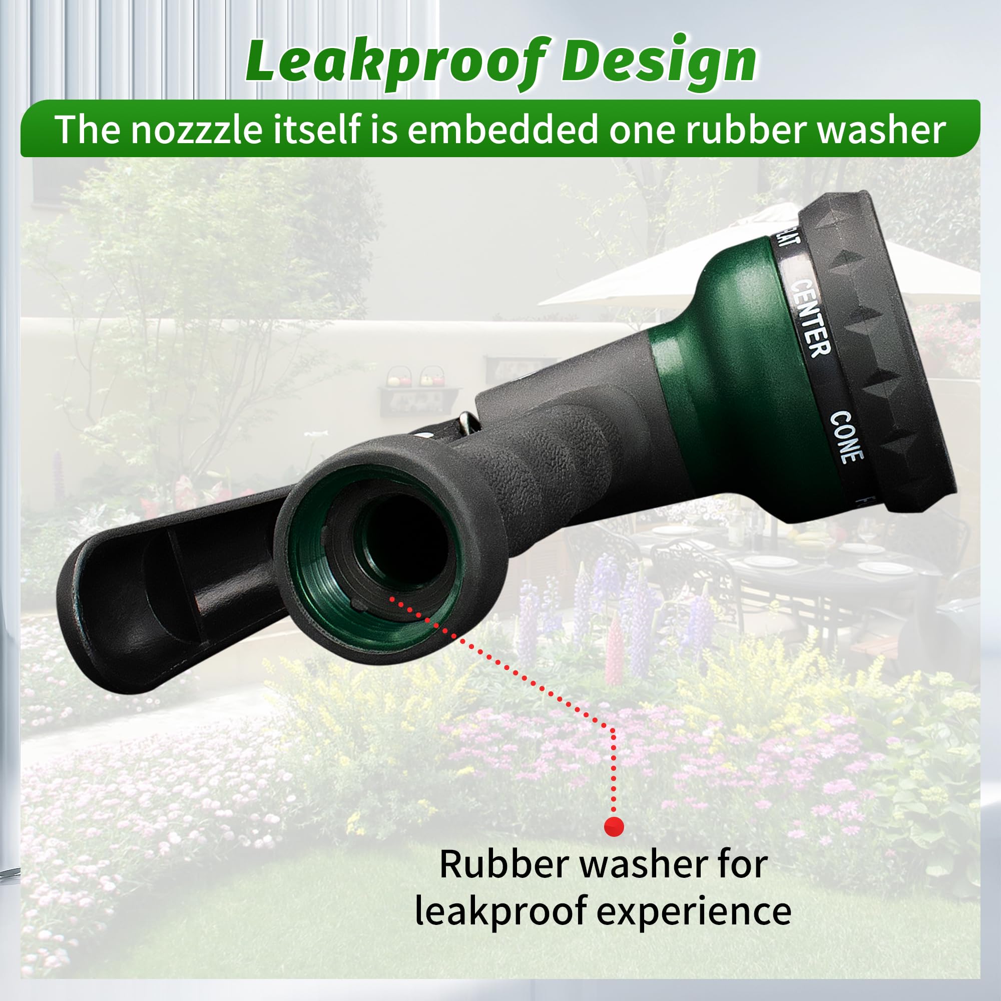 AUTOMAN Garden Hose Nozzle with rubber seal for leak-free operation