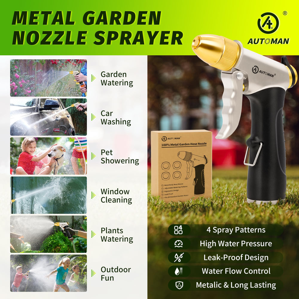 AUTOMAN Metal Hose Nozzle packaging on display