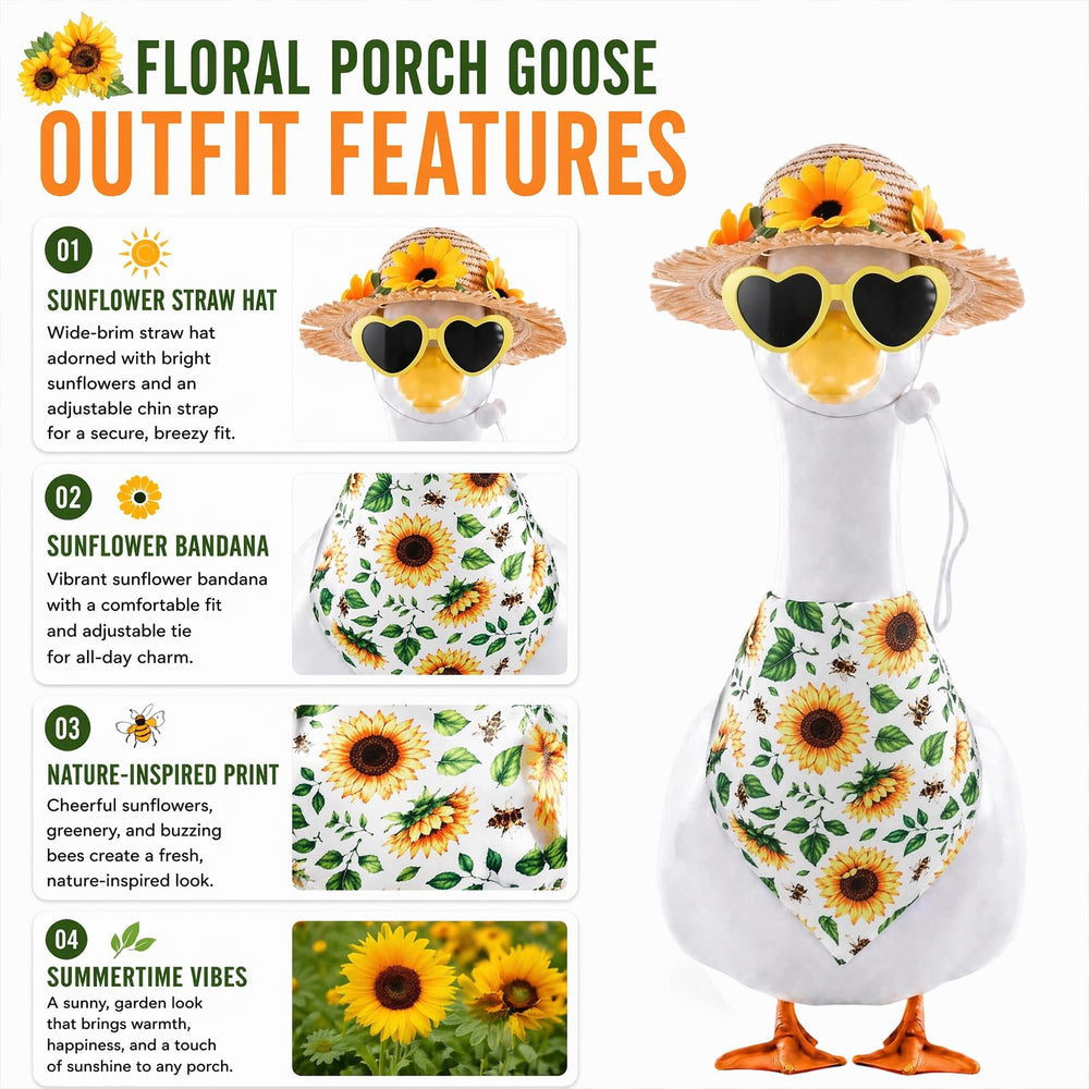 Autumn themed porch decoration featuring the Fall Goose Outfit