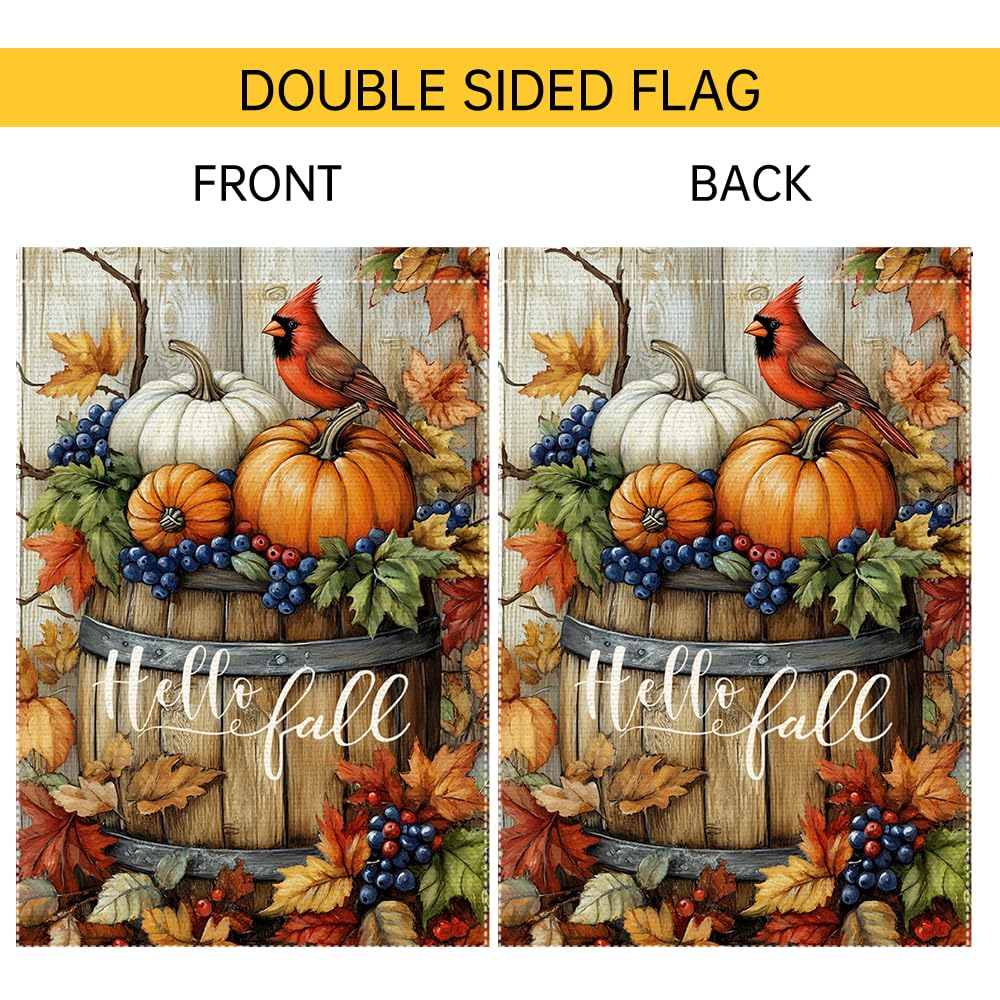 Autumn-themed RMXJKIIU garden flag displayed in a garden