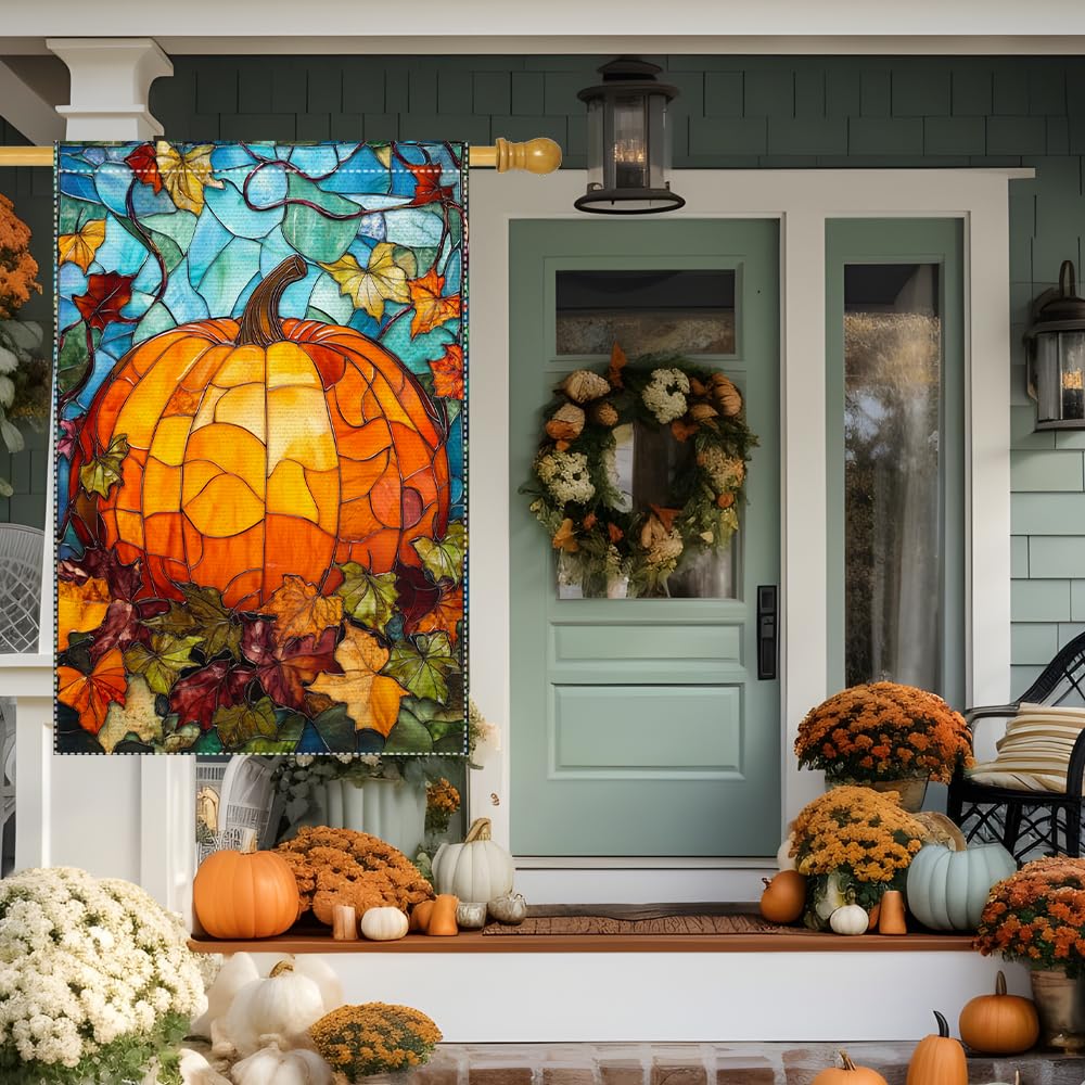 Autumn-themed RMXJKIIU garden flag showcasing vibrant colors