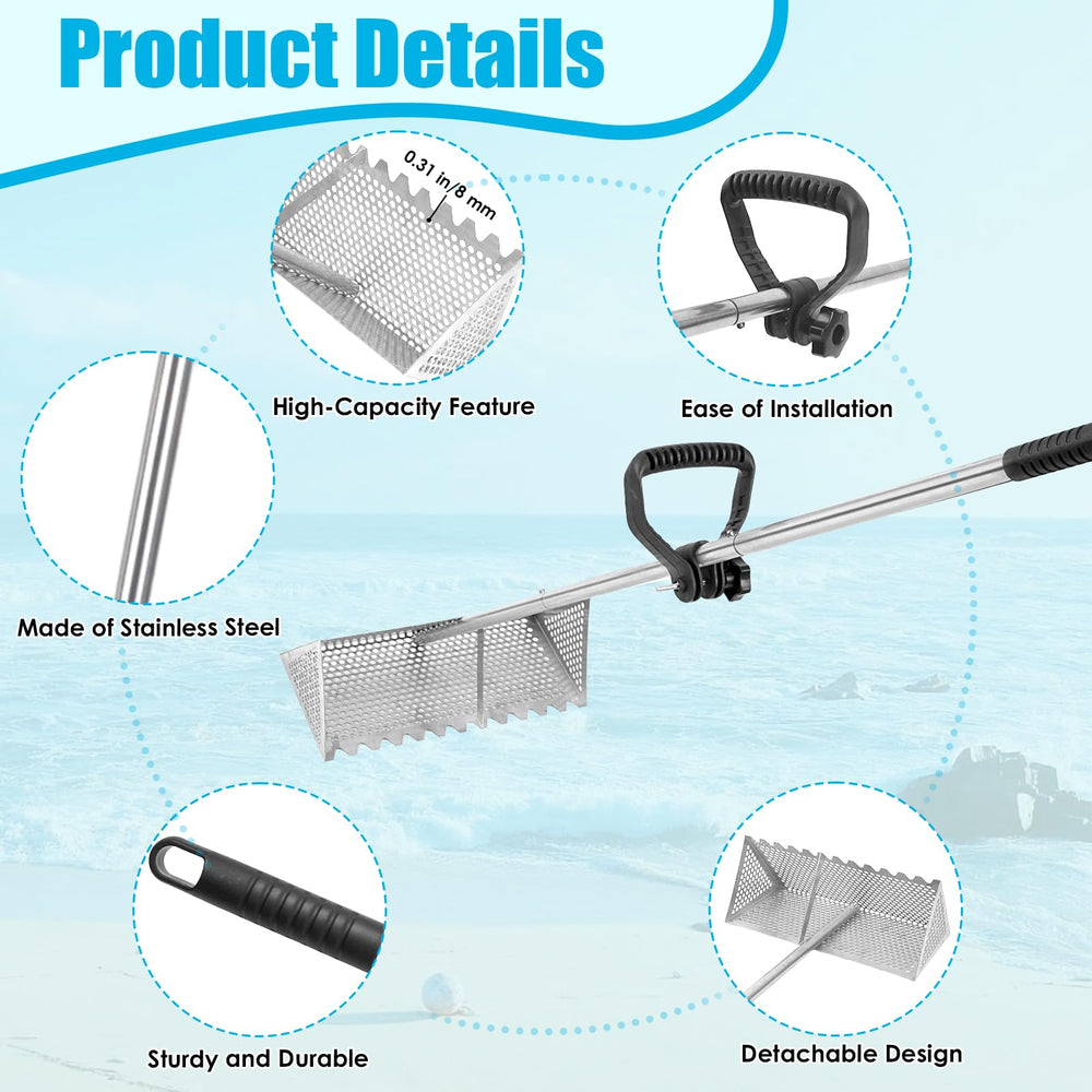 Auxiliary handle installation process for the AshKiz Sand Flea Rake