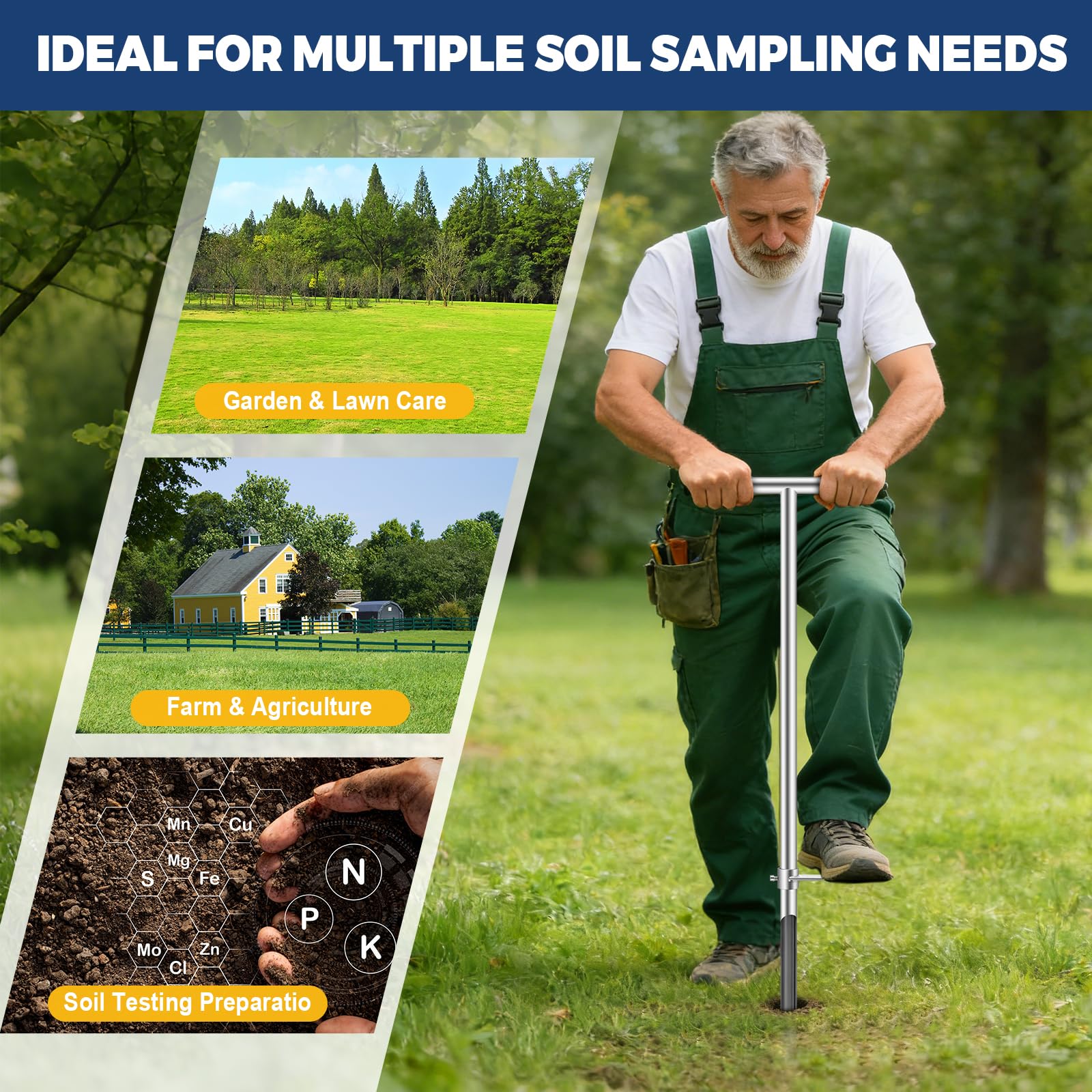 AUZEKER soil probe alongside collected soil samples