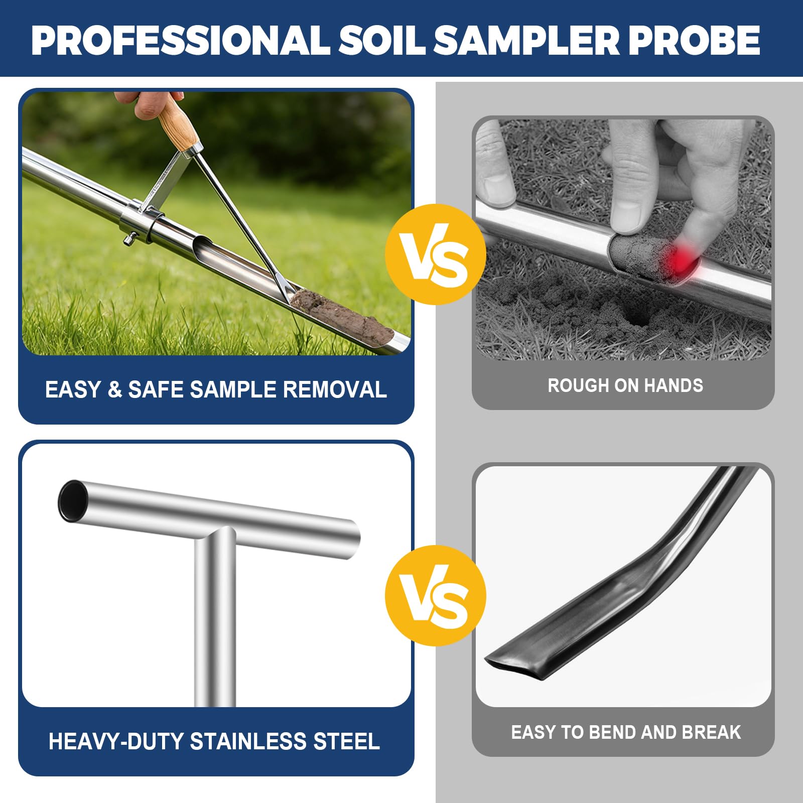 AUZEKER soil sampler probe with additional soil removal tool