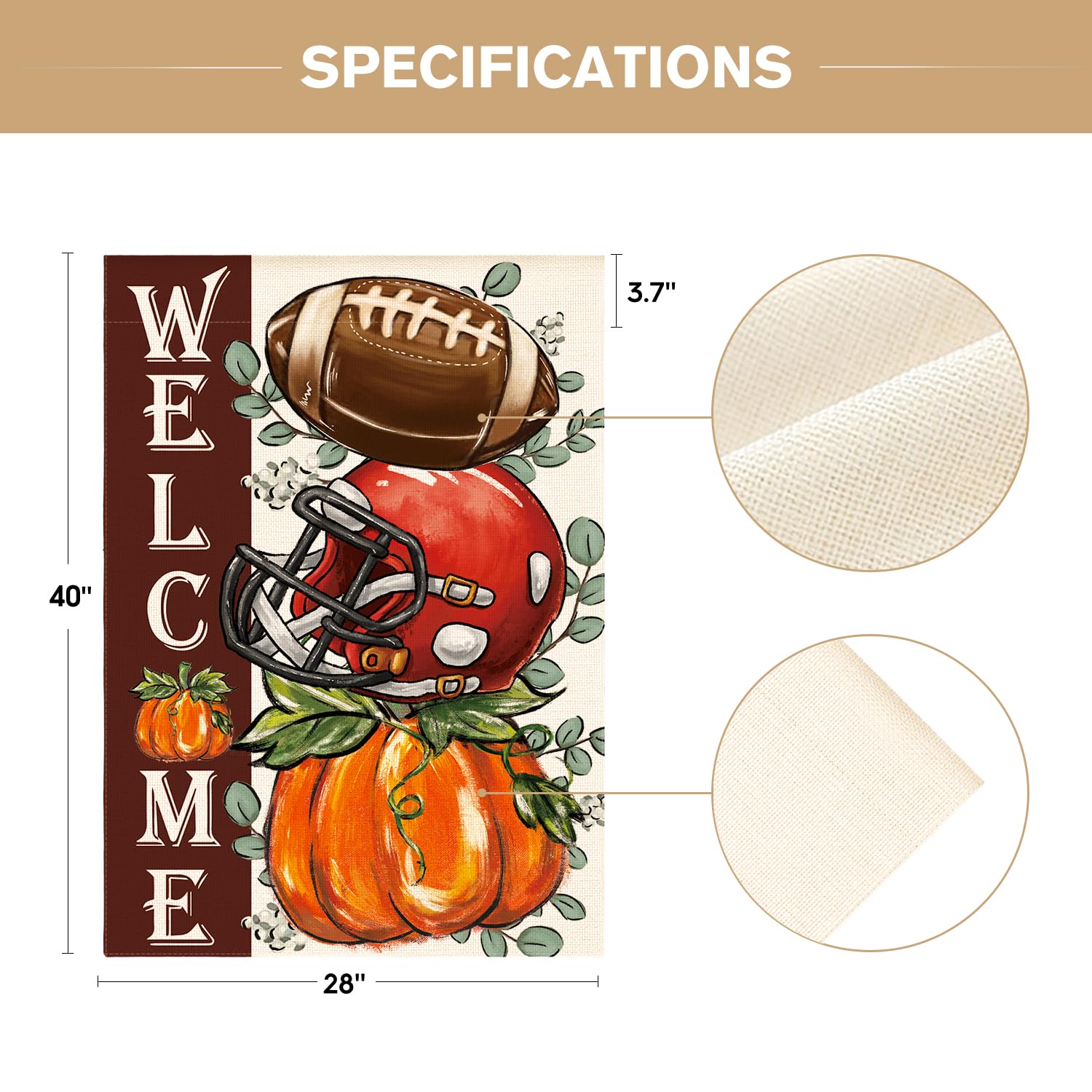 AVOIN colorlife Fall Football House Flag close-up of stitching