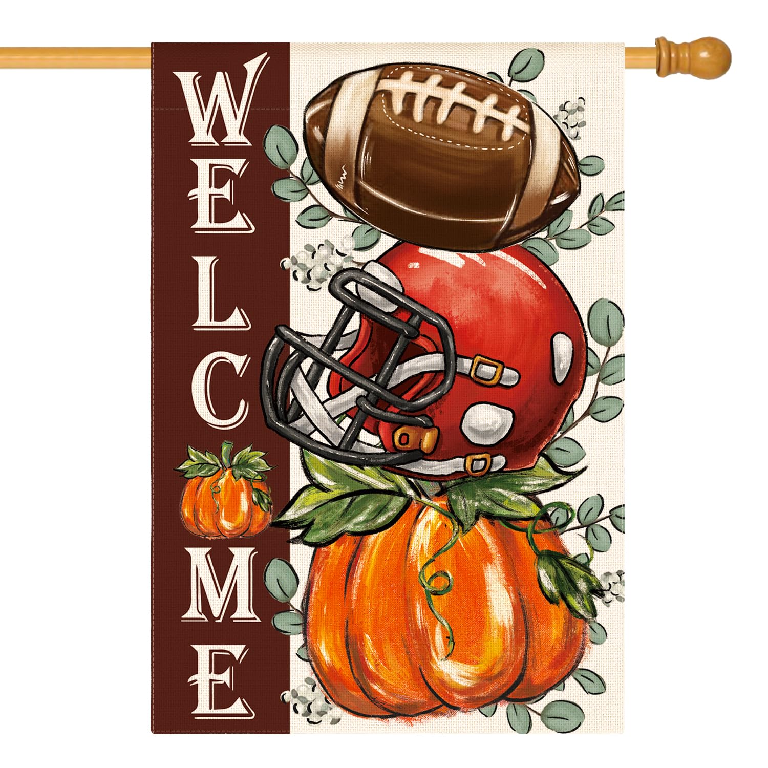 AVOIN colorlife Fall Football House Flag front view, red