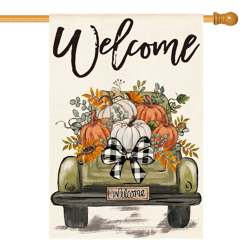 AVOIN colorlife Fall House Flag front view, 28x40 inch
